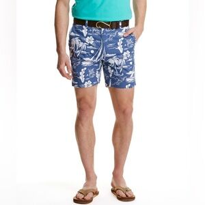 Vineyard Vines Men's Blue Chino Shorts Size 28 Tropical Beach Print Casual